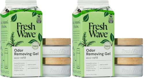 Image of Fresh Wave Odor Removing Gel Eco-Refill, 63 oz. Original Scent | 2 Empty Refillable Glass Jars | 2 Room Set (Pack of 2)