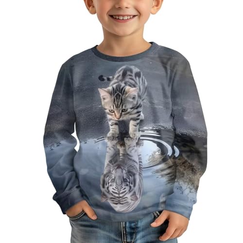 Image of WELLFLYHOM Long Sleeve T-Shirt for Boys Girls 3-16 Years Old Tee Tops Crewneck Pullover Shirts Fall Outfits
