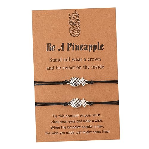 iplusmile 2 piezas Pulsera Ajustable de Piña Trenzada Negro Brazalete...