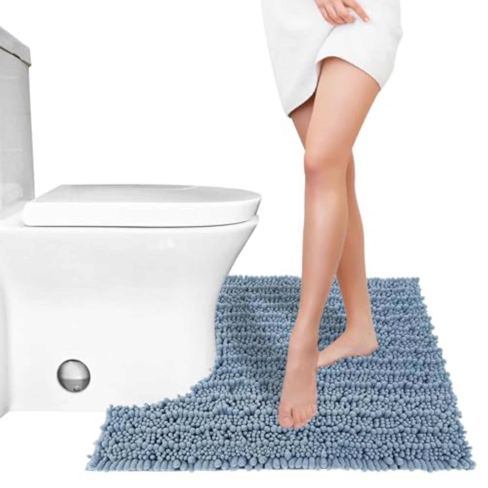 U-Shaped Toilet Rug, Soft Absorbent Chenille Bathroom Mat