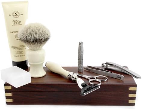 Tweezers, Nail Cutter in Antique Wooden Box 9 Pecs