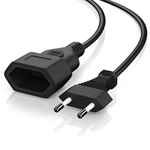 Preisvergleich Produktbild CSL - 2m Euro Verlängerungskabel Netzkabelverlängerung Netzkabel - Strom Verlängerungskabel Verlängerung - Eurostecker zu Eurokupplung - Universell einsetzbar