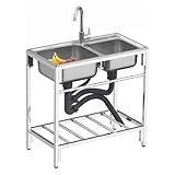 Amplia aplicación: este fregadero de preparación es excelente para lavar frutas, verduras, tazones y platos, ropa; almacenamiento de herramientas y material. Adecuado para cocinas, baños, garajes, almacenes y mucho más para explorar en hogares y restaurantes.