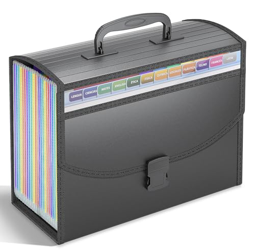 Image of TOPCJ 25 Pockets Accordion File Organizer with Handle,Expanding File Folders for Documents, A4 /Letter Size Paper,a-z Tabs,Perfect Expandable Accordian Filing Folders with Visible Window