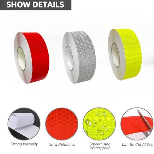 Wenfumusic MQX3 3 Rolls Reflective Tape Reflective Warning Tape Outdoor Waterproof Reflective Tape Nighttime Safety Stickers Trailer Reflective Tape Apparel thumb #5