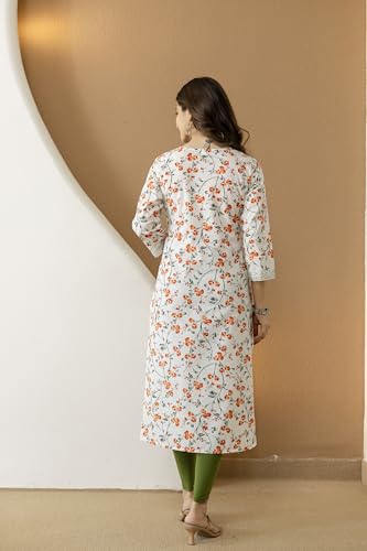 Image of New Cotton Leaf Printed Casual Straight Kurta for Women | Women Formal Kurti
