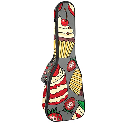 Housse ukulélé concert rembourrée 10mm sac de transport étanche motif cupcake fraise