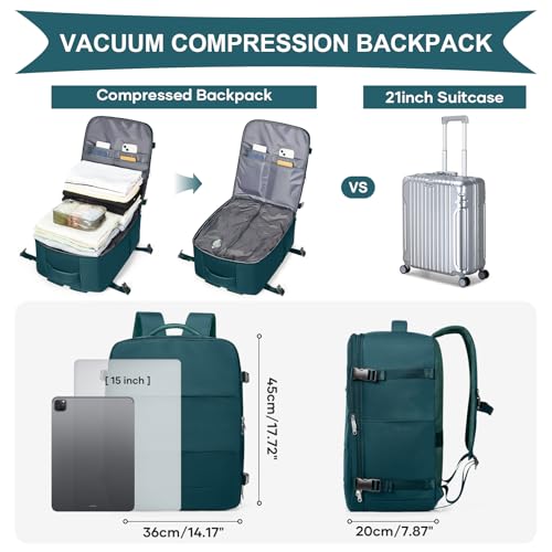 Image of coowoz Vacuum Backpack Travel with Pump,Travel Backpack with Vacuum System For Women Men,Carry On Backpack,Hiking Backpack Waterproof Outdoor Sports Rucksack Casual Daypack,33L(Vacuum pump)