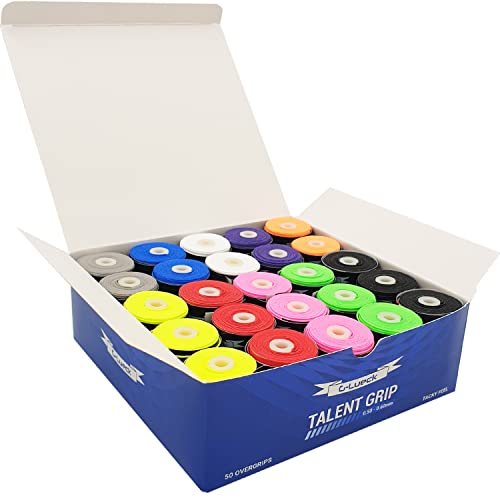 G-Lueck 50er Set Tennis Griffband (sehr griffig) | 0,50-0,60mm Stärke | Overgrip für Squash Badminton Schläger & Kicker inkl. selbstklebendes Abschlußband | Anti-Rutsch (Mix) Cover