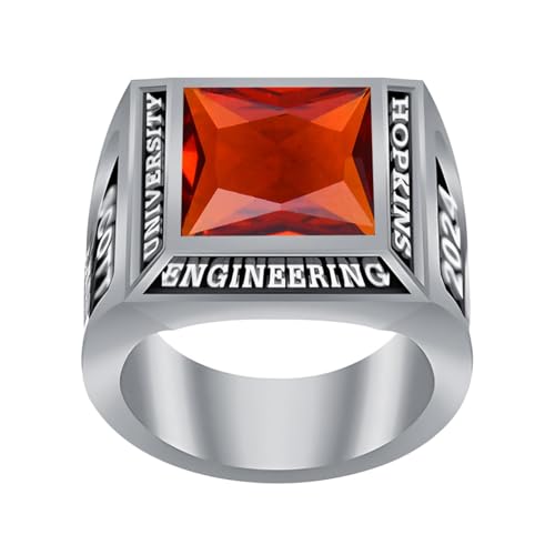 Personalized Class Ring High School College Custom Birthstone Rings 925 Sterling Silver Engraved 2025 Graduation Jewelry Gifts for Men Size 4-15