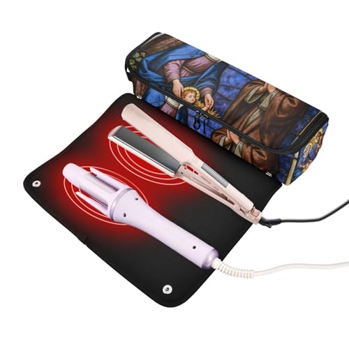 Bolsa de viaje para herramientas de cabello con estera resistente al calor, impermeable para plancha y accesorios de cuidado del cabello, esenciales para mujeres miniatura 2