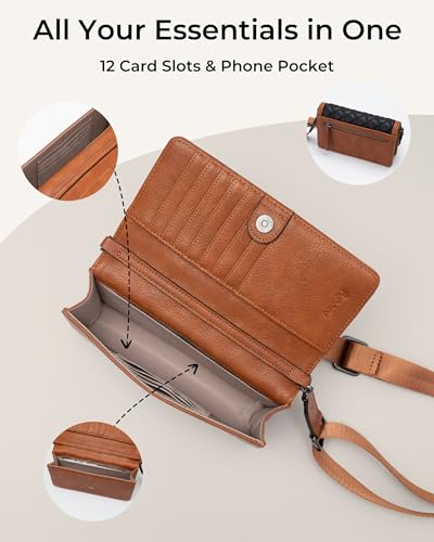 Image of Alldaily Quilted Small Crossbody Bag for Women, Wallet Purse with Card Slots & Phone Holder