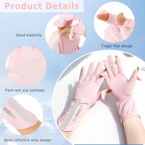 Image of PALAY Sun Protection Gloves UPF 50+ Summer Bike Gloves for Women Bike Riding Driving Golfing, Breathable Nylon Ice Silk Outdoor Hand Glove with Wrist Extension, Touch Screen Design (Pink)
