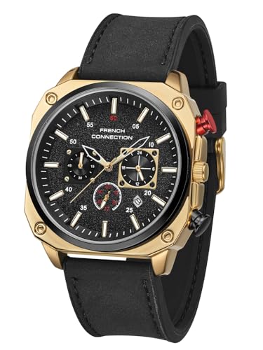 Image of French Connection Chronexis Black Dial Chronograph Watch for Men - FCB19GBL