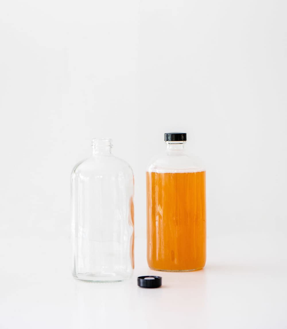 The Kombucha Shop - 32 oz. Boston Round Glass Bottles with Airtight Caps - 3 Pack