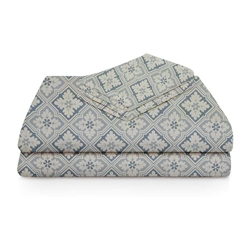 Image of HOMEKART (110 TC & 110 GSM 100% Cotton Feel Bedsheet for Single Bed with One King Size Pillow Covers Soft /Breathable Wrinkel Free -60x90 Inches - (Grey Star)