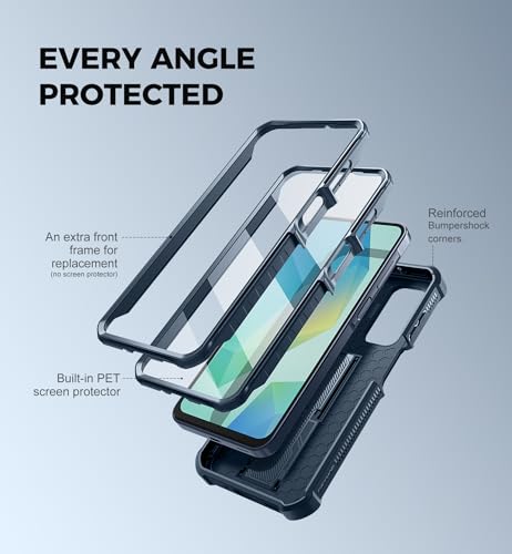 Dexnor for Samsung Galaxy A16-5G Phone Case, [2 Front Frame] [Built-in Magnetic Slide Camera Cover & Kickstand] Heavy Duty Protection Shockproof Case with Screen Protector, 6.7 inch Navy Blue