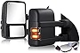 Towing Mirrors Compatible With 1999-2016 Ford F250 F350 F450 F550 Super Duty Truck Side Tow Mirrors, Super Duty Mirrors, Power Heated Manual telescoping&folding Pair LED Turn Signal Smoke
