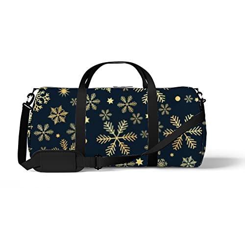 Bolsa de viagem grande para homens e mulheres, Natal, ouro escuro, vintage, flocos de neve, bolsa de