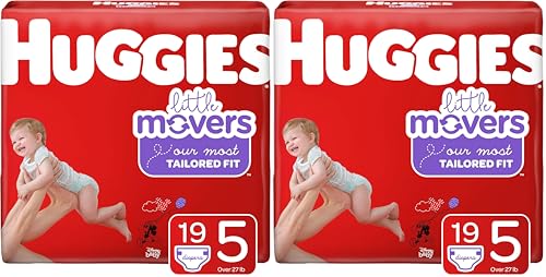 Huggies Little Movers Diapers, Step 5 (27+ lb.), 19 Ct, Jumbo Pack (Packaging May Vary) (Pack of 2)