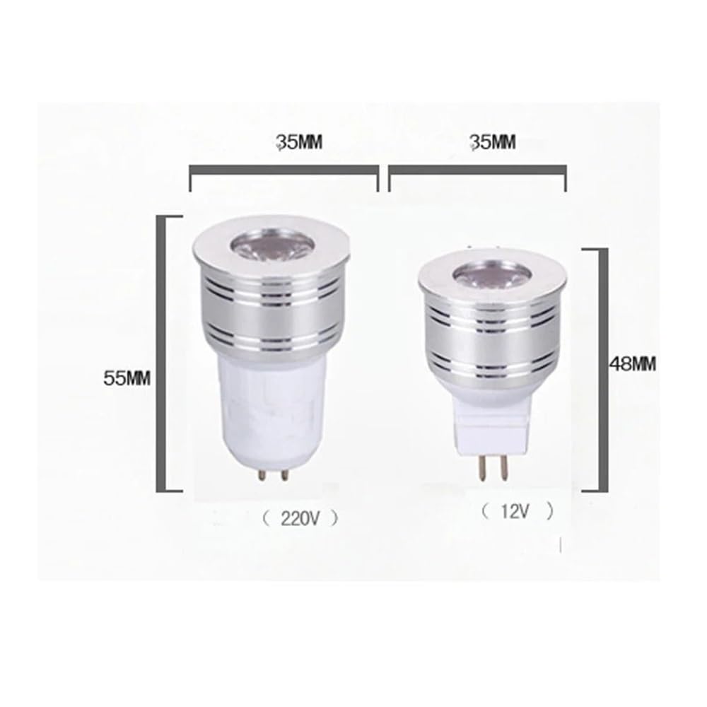 RZL Illuminazione, Confezione da 10 faretti a LED, lampada AC85-265V GU10/GU5.3/E27 1W/3W bianco caldo/naturale/freddo, lampada MR16 DC12V(Natural white 1W,GU10 85-265V)