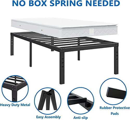 Artimorany Twin-Bed-Frames 18-Inch, Heavy Duty Platform Bed Frame, Steel Slats Support Mattress Foundation, No Box Spring Needed, Noise Free, Black #TOP3