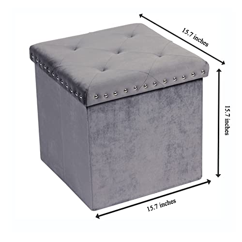 image for B FSOBEIIALEO Storage Ottoman Cube, Folding Tufted Ottomans with Stora