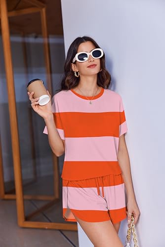 Image of Ekouaer Womens Pajama Sets Sexy Lounge Sets Side Split Short Pj Sets Cute Pjs 2 Piece Comfy Sleepwear Loungewear