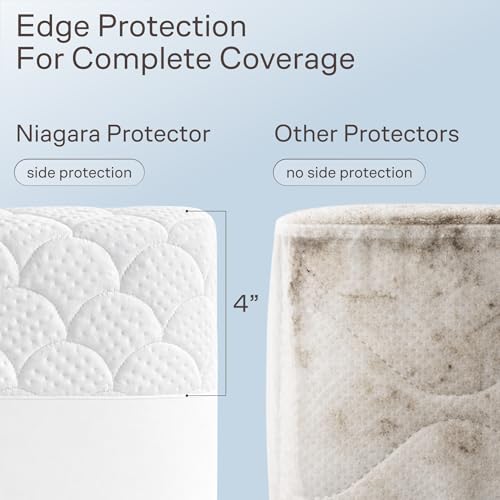 Image of Ultra Soft Waterproof Mattress Protector California King - 6-21 inch Deep Pocket with Leak-Proof Edge Protection - Noiseless & Cooling Soft-Touch Viscose Made from Bamboo - Machine Washable (White)