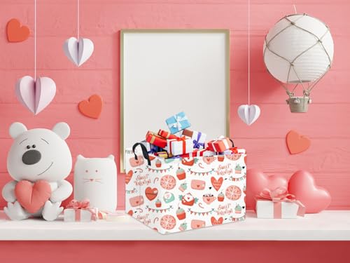 Image of Rectangular Valentine's Day Gift Basket - Empty Baby Girl Basket Kids Storage Bin Organizer Box