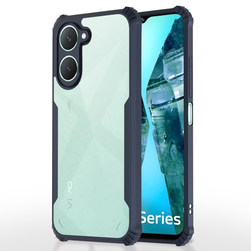 Image of Pikkme Back Cover | Crystal Clear Transparent Back | Ultra Hyrbid | Full Camera Protection | Raised Edge | Bumper Back Case for Vivo Y03 4G (Blue)