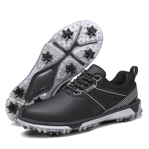 �S���t �V���[�Y�����Y 4E ���L �X�p�C�N �X�j�[�J�[ golf shoes men �Œ�l�C���{�^�� �X�j�[�J�[ �X�p�C�N �h�� �h�� �y�� ���K�� �����₷�� ���K�C 25~28.5cm (26.5 cm,�X�^�C��1)