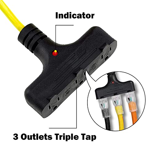 Ep 30 Ft Retractable Extension Cord Reel, 16/3 Sjtw Power Cord With 3 Electrical Outlets, Ceiling Or Wall Mount, 10 Amp Circuit Breaker, Adjustable Stopper, Metal Plate, Ul Listed, Yellow #TOP2