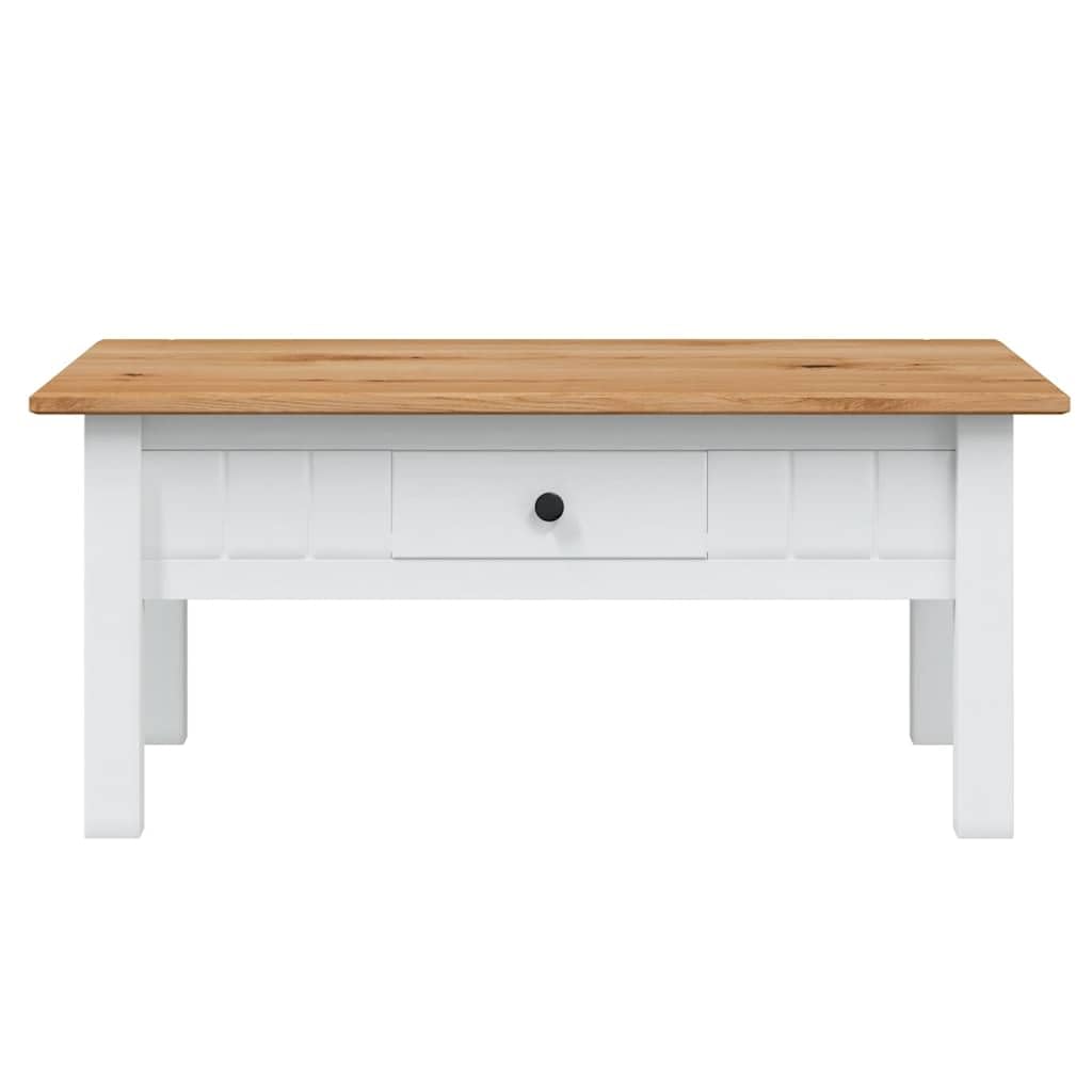 vidaXL Mesa Centro Madera de Pino Estilo Panamá Mobiliario Duradera Robusta Resistente Práctica Funcional Elegante Moderna Útil Blanca 100x60x45cm