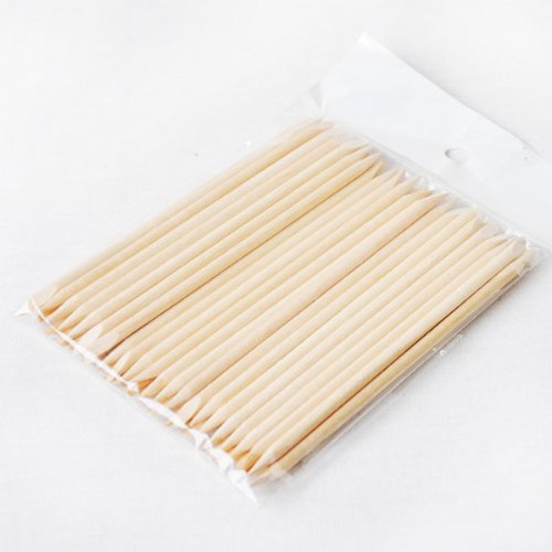 BeeSpring 50PCS Two Way Wooden Sticks Cuticle Pusher Remover Nail Art Manicure