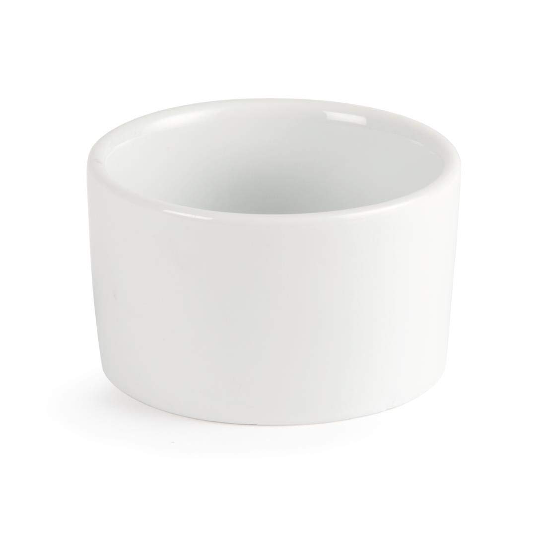 Olympia Whiteware Ramequins Contemporains 90 mm/3,5 pouces - 170 ml/6 oz (Lot de 12), Blanc, Porcelaine - Compatible Four, Micro-ondes, Lave-vaisselle et Congélateur, U176