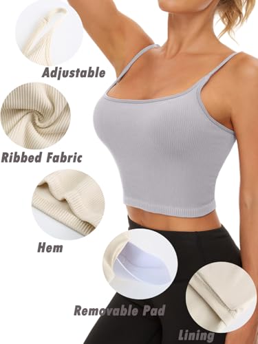 Image of Chilylori Seamless Sports Bra Cropped Tank Top with Adjustable Strap 2 Pack
