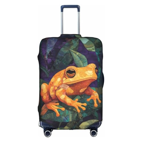 orange toad green leaves Elastic Travel Luggage Cover Travel Suitcase Protective Cover