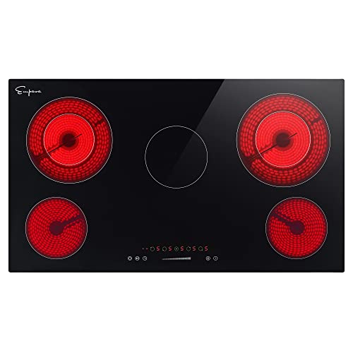 Empava 30 Inch - Electric Cooktop Built-in Radiant Stove 4 Burner with 9 Heating Levels Smooth Glass Surface, All Kinds of Cookware, ETL Certified,220-240V Hard Wired, No Plug, Black