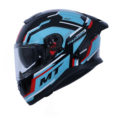 Image of MT Helmets Thunder 3 SV Blaze Full Face Helmet for Men and Women, DOT and ISI Certified, Sharp 4 Star Rated, Pinlock Ready, Internal Sun Visor, Double D Ring