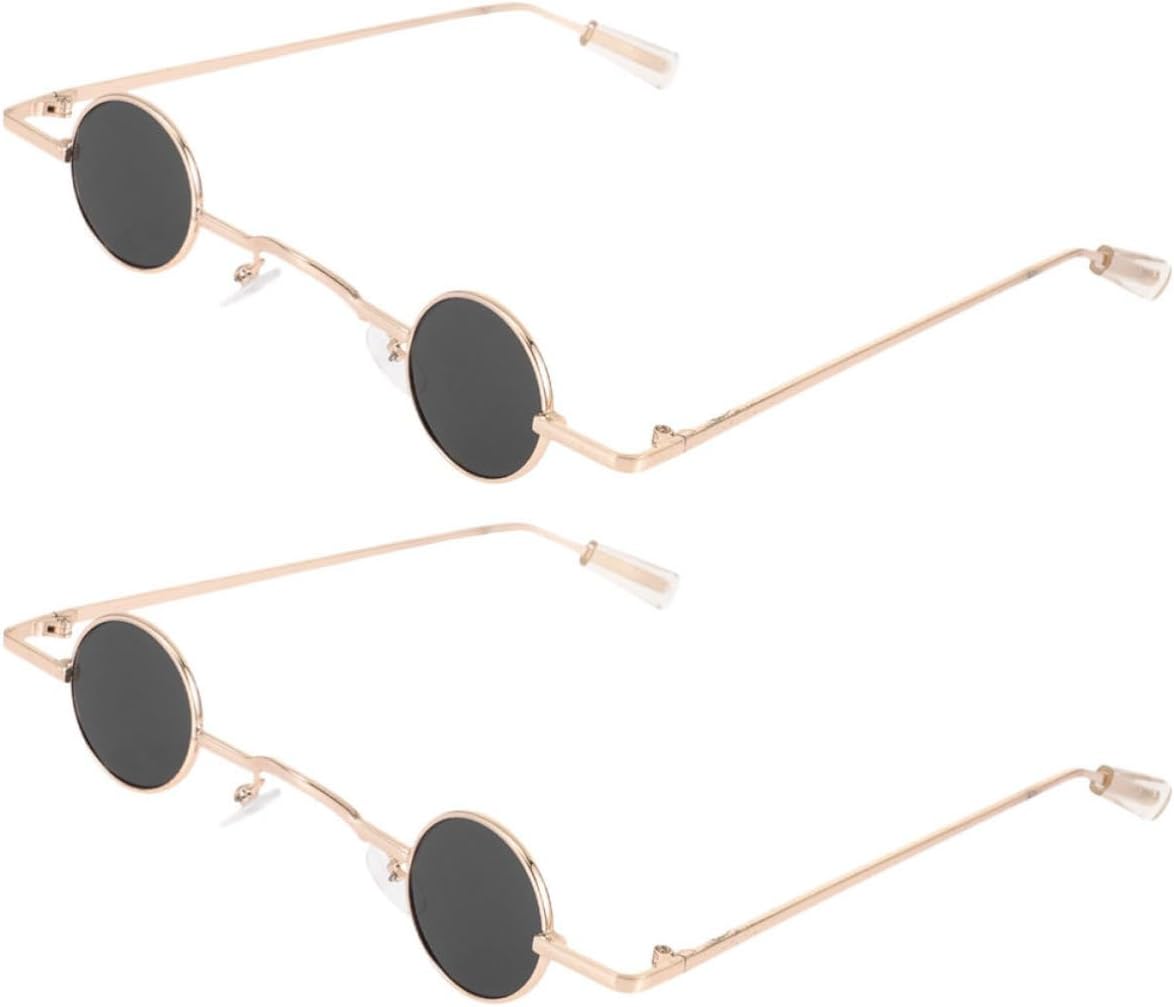YARNOW 2 Pairs of Vintage round Sunglasses Lightweight Metal Frame Retro Costume Accessories for Women and Men Outdoor Summer Eyewear