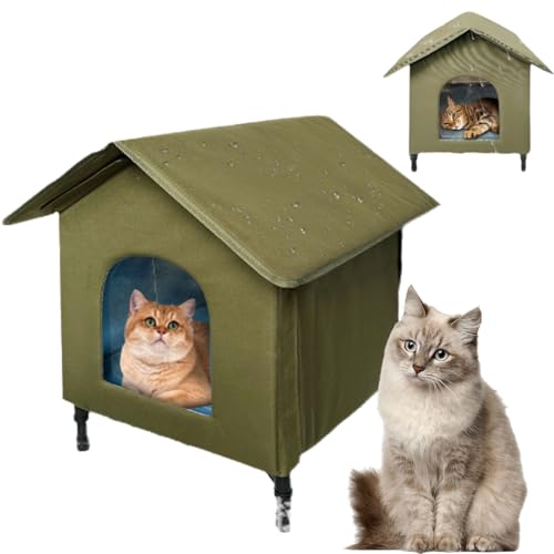Niche chauffée pour chat extérieur avec base surélevée premium