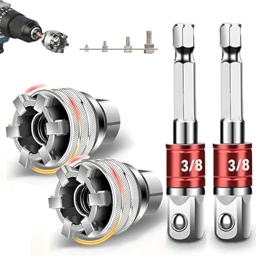 New 2 Sets Adjustable Universal Socket Wrench Tool Set - Multi-Function 10mm-19mm Universal Maintenance Socket for 3/8 Drive Ratchet Torque Wrench & Power Drill