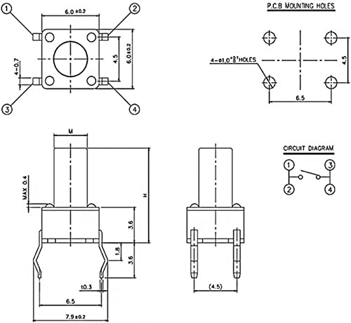 Botón microinterruptor 6 * 6 con autorreinicio para solucionar fallos en paneles táctiles de 12V 4
