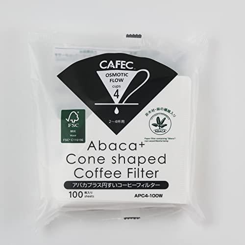 Cafec Abaca+ Cone Shape Filter Paper 4cup 100pcs - Image 3