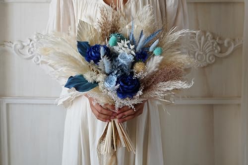 Ramo de Pasto Florido Seco Azul para Bodas y Eventos miniatura 1