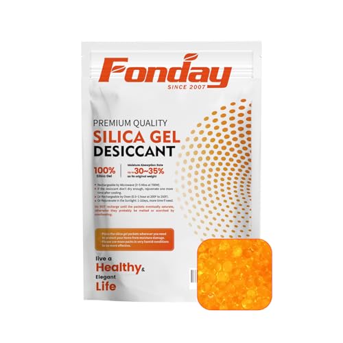 Image of 1.2LB Fonday Premium Moisture Indicating Silica Gel Desiccant Orange to Green Rechargeable Industry Standard Bead Size 3 to 5mm