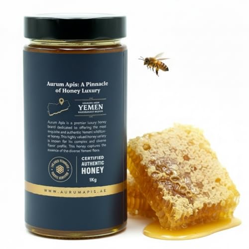 Image of Aurum Apis Raw Yemeni Wildflower Honey - 100% Raw & Unfiltered Pure Honey, Hand-Harvested, Non-GMO, Unprocessed Thick Honey from Remote Wildflower Regions, Premium Honey Jar (1kg)