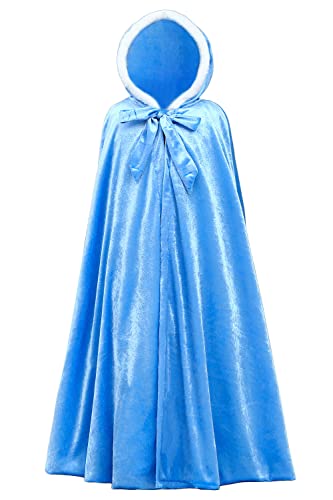 YOSICIL Capa Con Capuch Niña Capa Elsa Larga Capa Princesa Disfraz Blancanieves de invierno Fiesta cosplay Carnaval Navidad,Azul,L