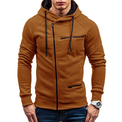 Yvelands Jersey de Cuello Alto de Hombre, Otoño Invierno Sudadera con Capucha de Manga Larga con Cremallera Completa sólida Sudadera con Capucha Superior Outwear Coat, Ofertas de liquidación!